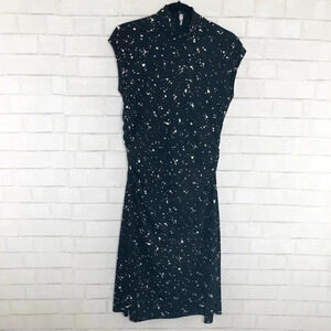 Worth Black & Off White Abstract Polka Dot Paint Splatter Dress Size 10